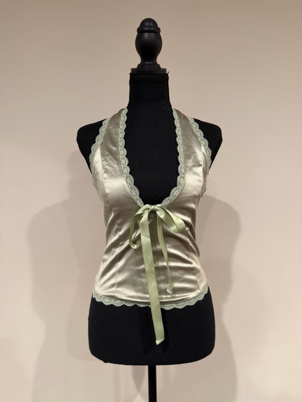 Kimchi Blue Satin Halter Cami in Sage